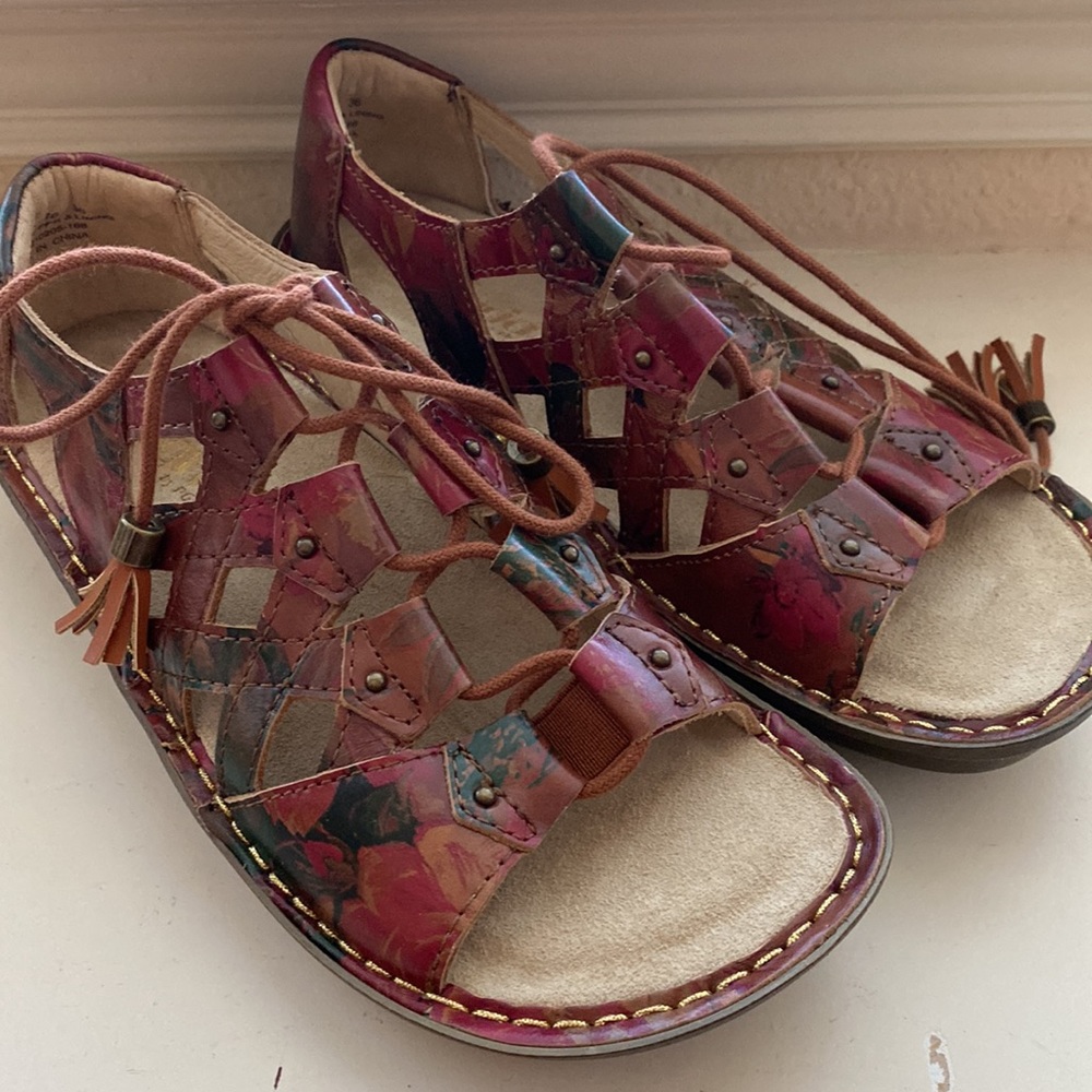 Alegria Leather Lace-Up Sandles